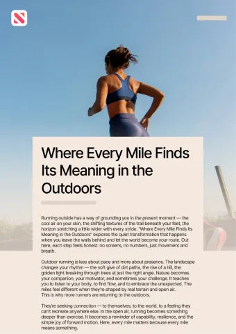 Sample article layout: fitness story