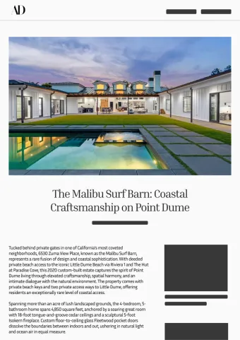 Architectural Digest - Real Estate Article