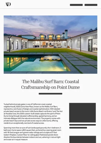 Architectural Digest - Real Estate Article