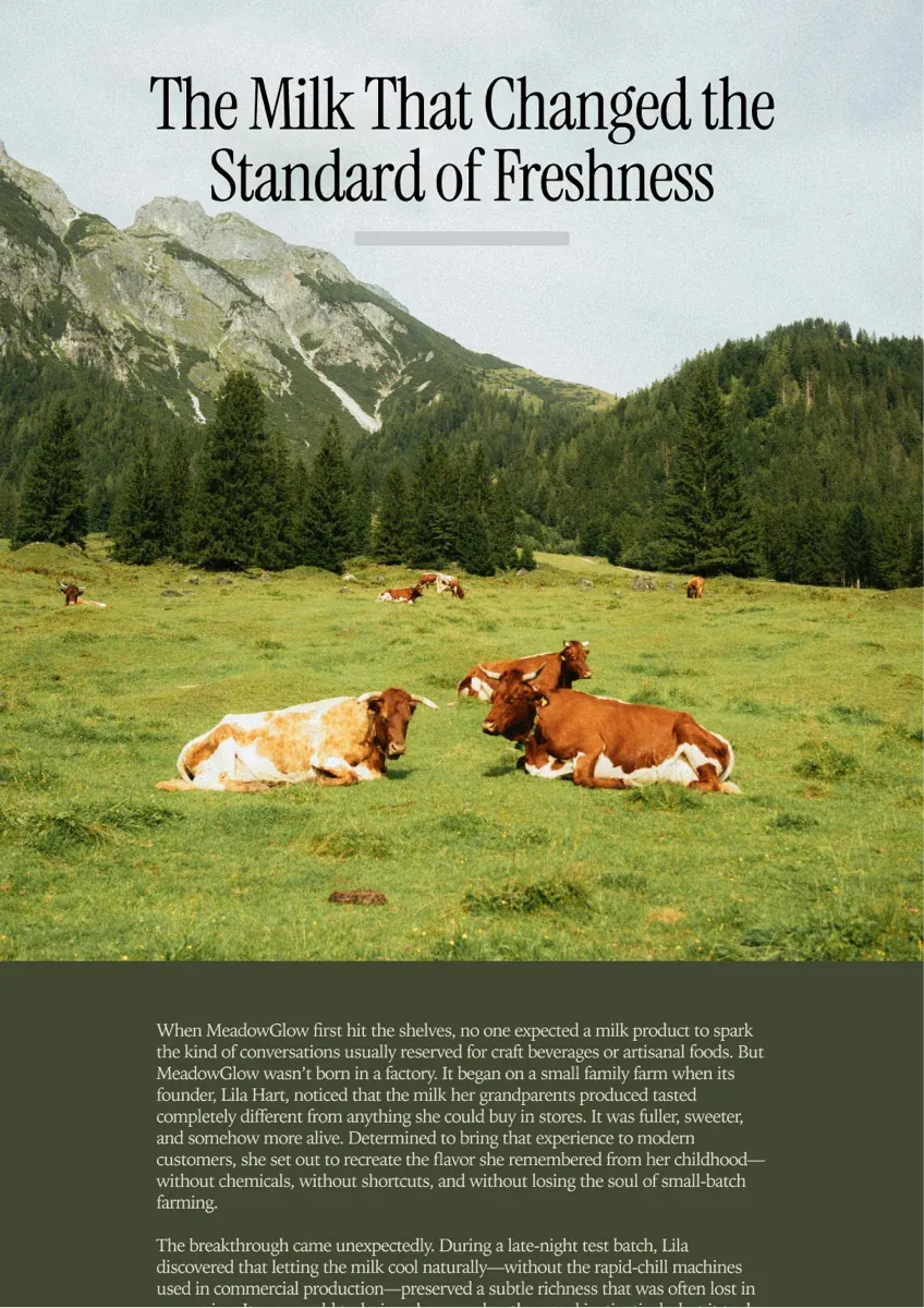 Sample article layout: food and drink story