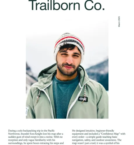 Sample article layout: outdoor brand story