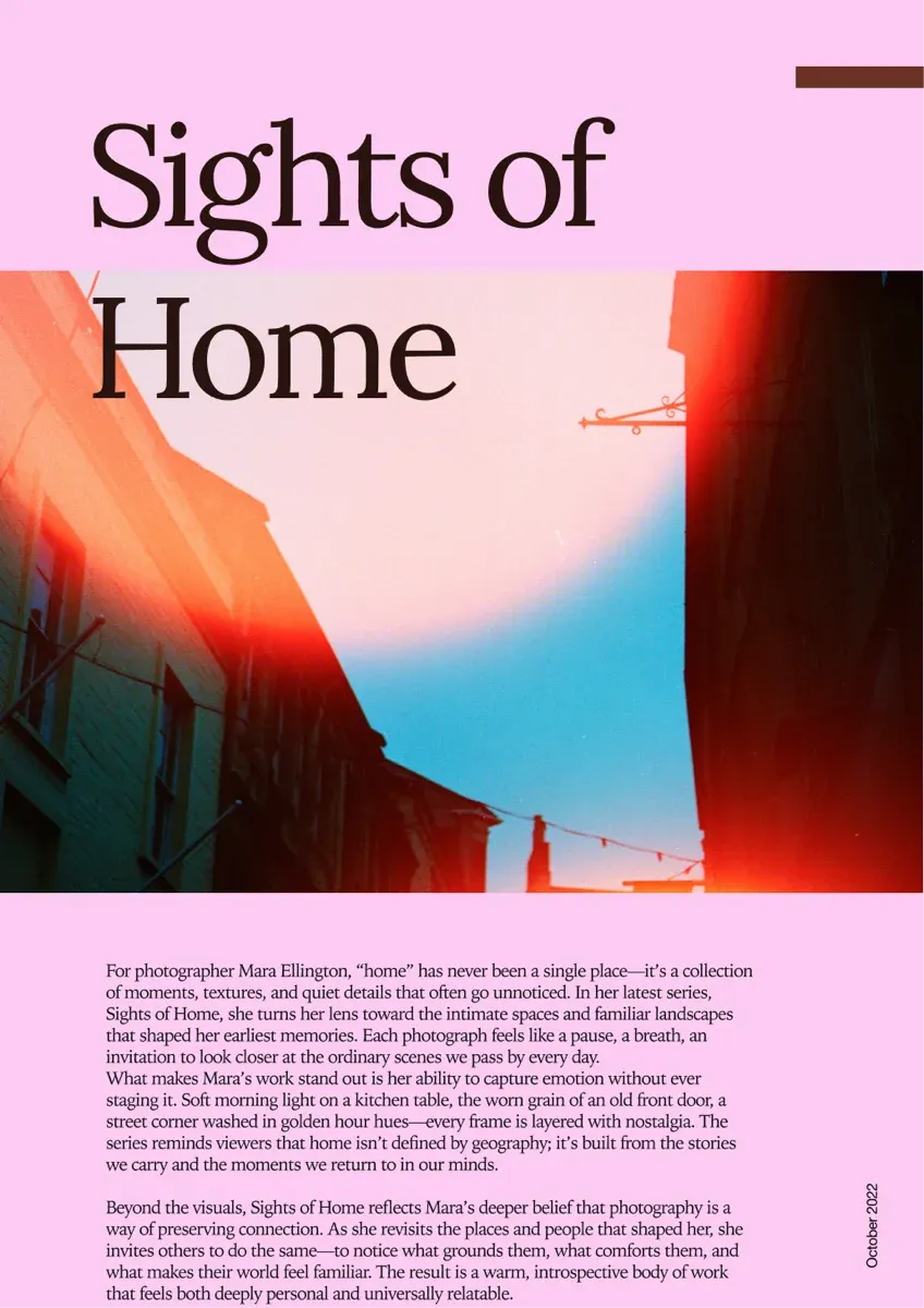 Sample article layout: lifestyle story