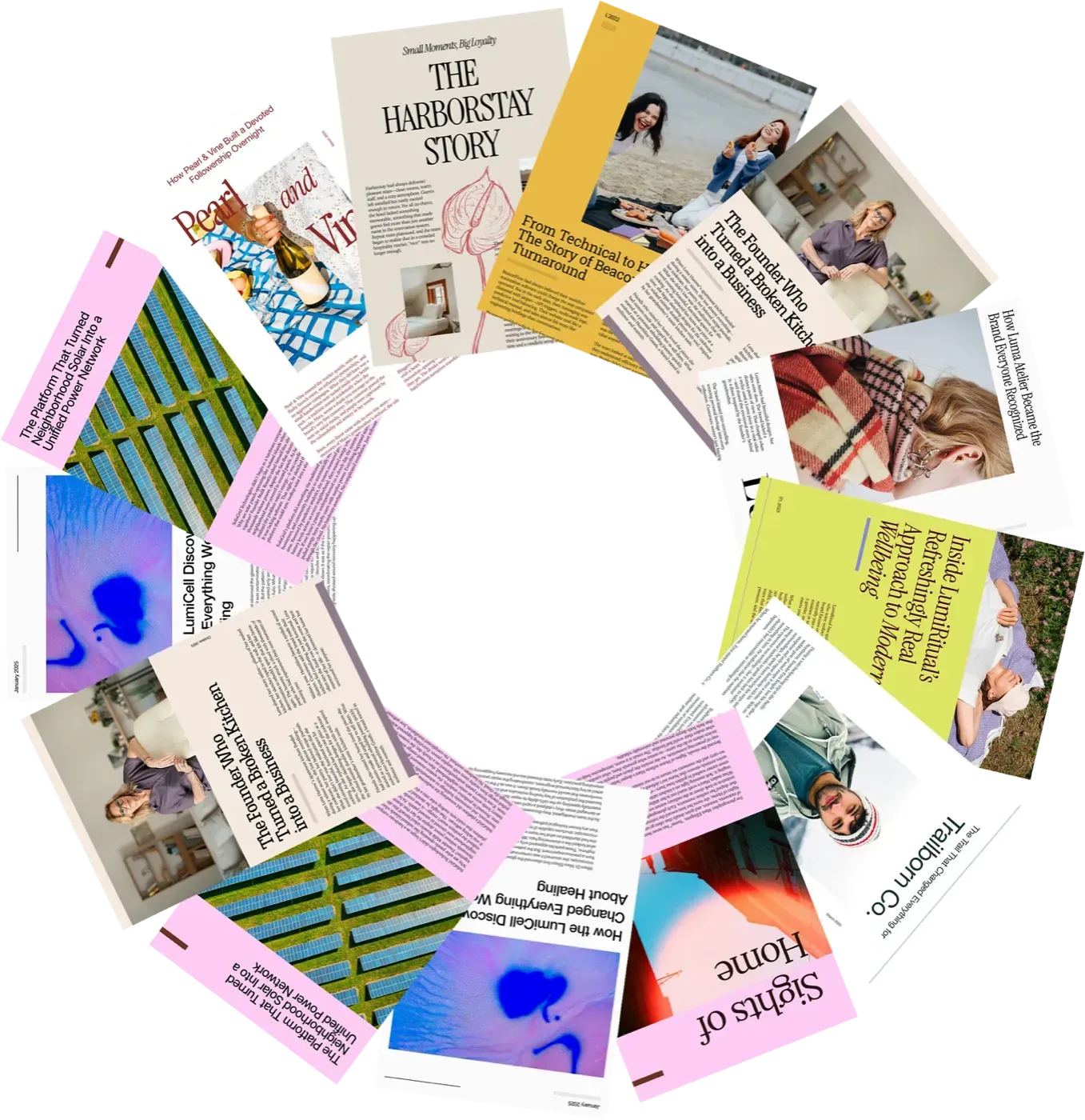 Article carousel showcasing press coverage