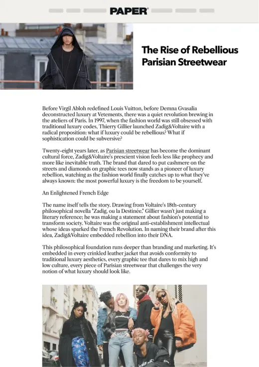Sample article layout: fashion story