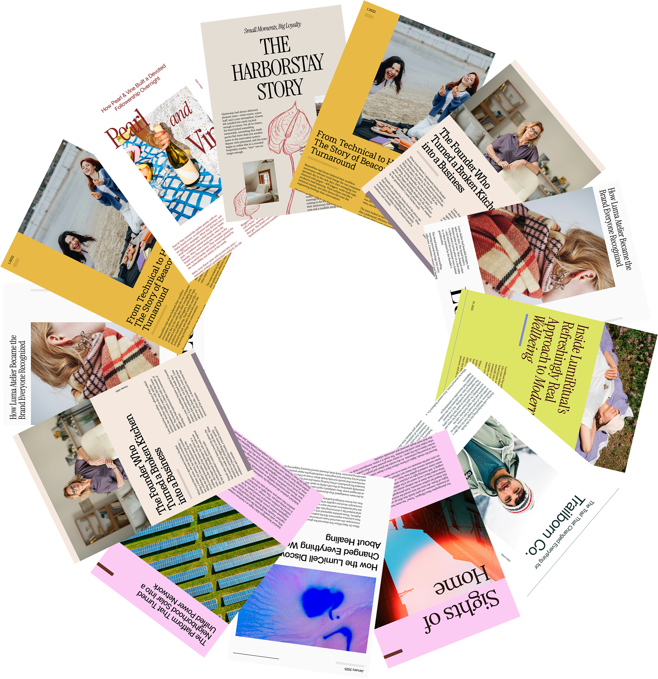 Article carousel showcasing press coverage