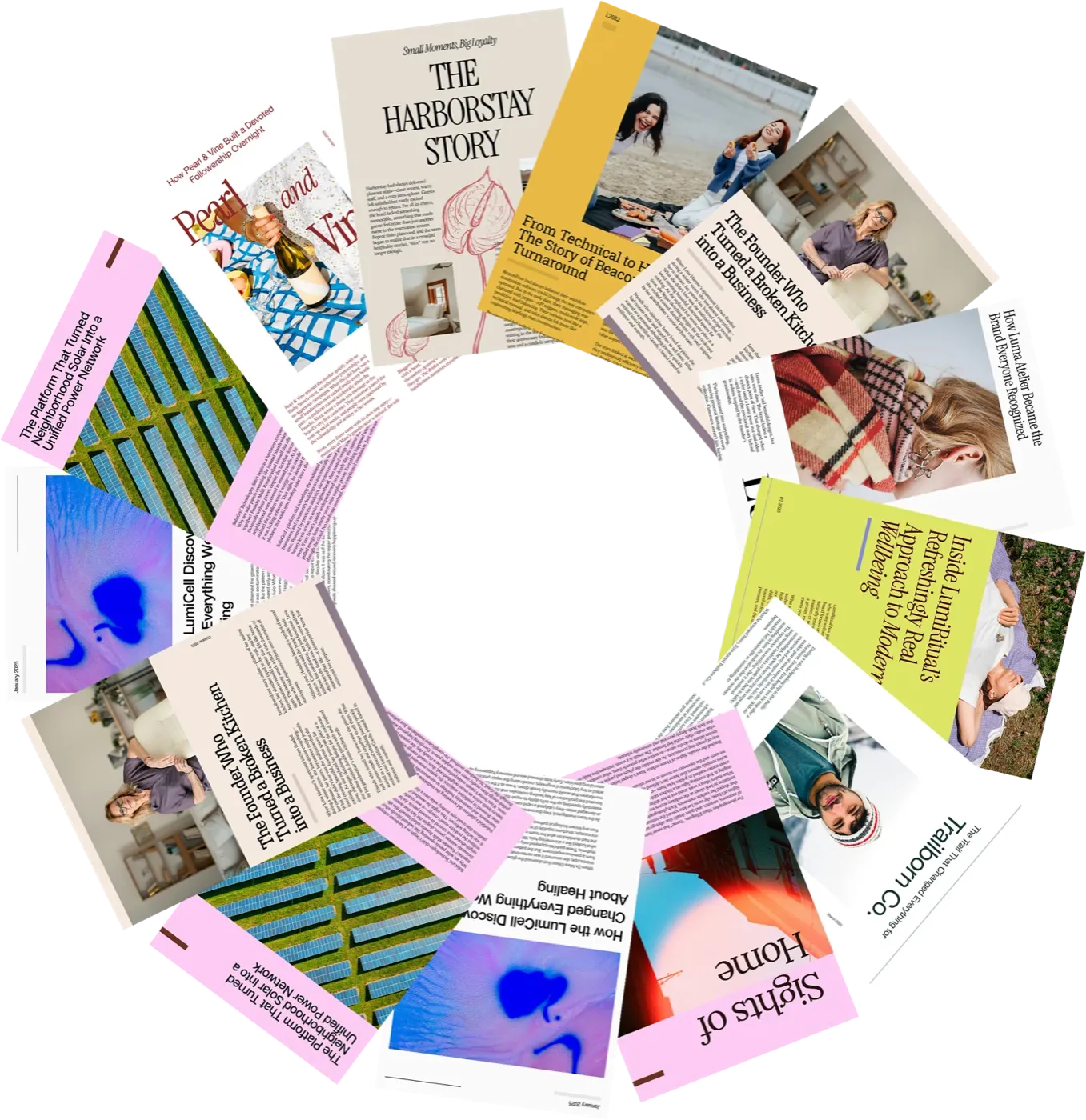 Article carousel showcasing press coverage